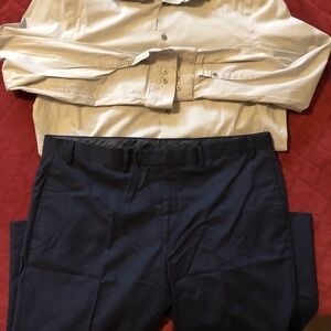 Bundle /Men's Navy Blue Pants and grey shirt dress